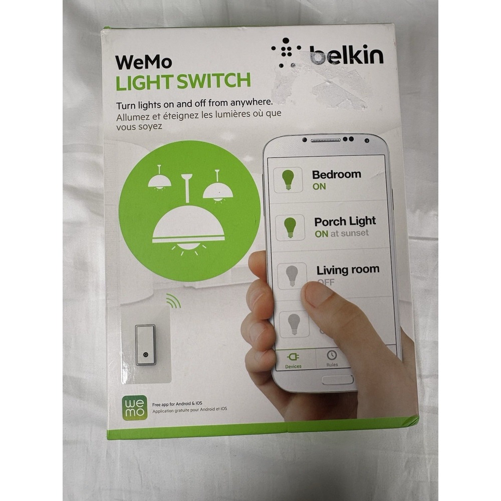 Belkin WeMo Smart Light Switch Wi-Fi Enabled White Model F7C030 Open Box